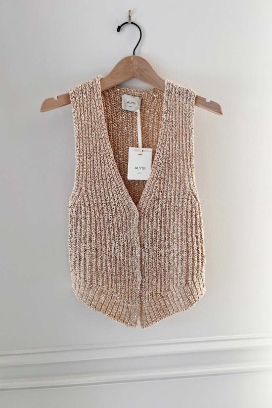  알리지 베스트 알리시 스팽글 니트  골드 - ALYSI