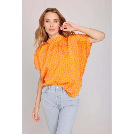  Leledebaltzac 블라우스 Lele De Baltzac 시스티나 탑 오렌지