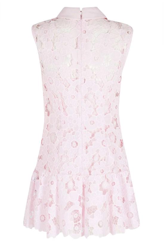  셀프 포트레이트 숏 원피스 레이스 칼라 미니 드레스 핑크 - SELF PORTRAIT