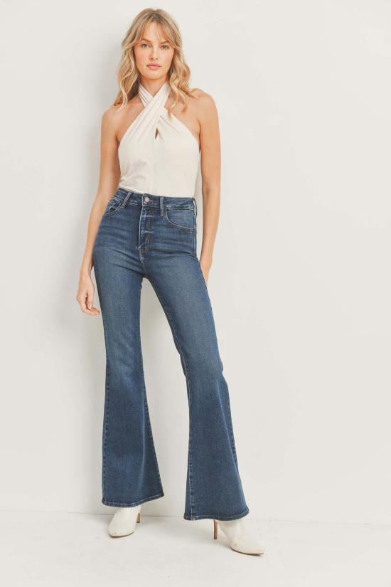  저스트 블랙 데님 데님 팬츠 도나 벨보텀 진 다크 데님 - JUST BLACK DENIM