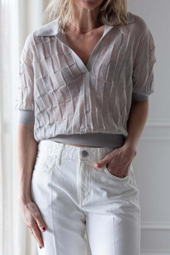  알리지 스웨터 알리시 스프링 폴로 셔츠 라이트 그레이