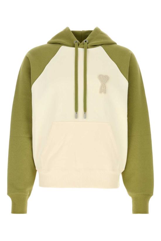  아미 긴팔 티셔츠 알렉상드르 마티우시 투톤 코튼 스웨트셔츠 블랑 크림 말차