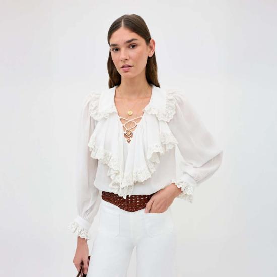  릭소 블라우스 런던 밀리아 탑 화이트