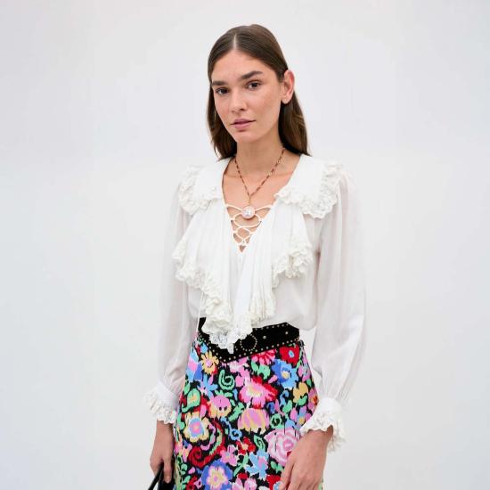  릭소 블라우스 런던 밀리아 탑 화이트 - RIXO