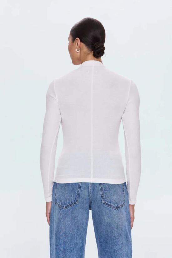  피스톨라 긴팔 티셔츠 다라 롱 슬리브 퍼널넥 탑 에크루 - PISTOLA