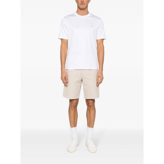  브루넬로 쿠치넬리 반팔 티셔츠 로고 프린트 티셔츠 (화이트) - BRUNELLO CUCINELLI