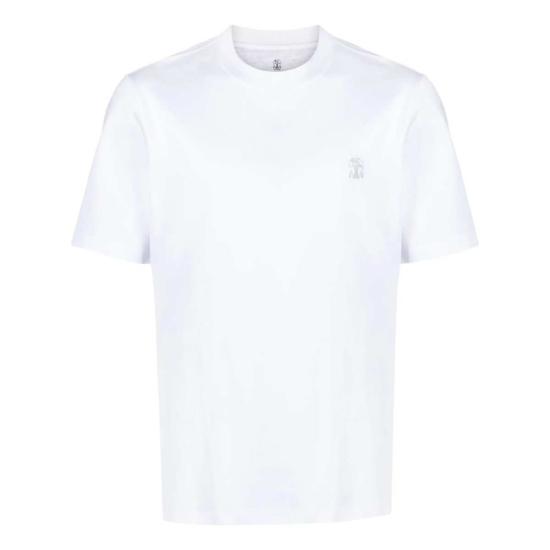  브루넬로 쿠치넬리 반팔 티셔츠 로고 프린트 티셔츠 (화이트)