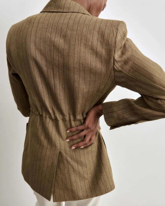  스미스 수트 자켓 드로코드 블레이저 티크 핀스트라이프 - SMYTHE