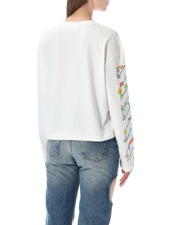  오프화이트 긴팔 티셔츠 플라워  화이트 - OFF WHITE