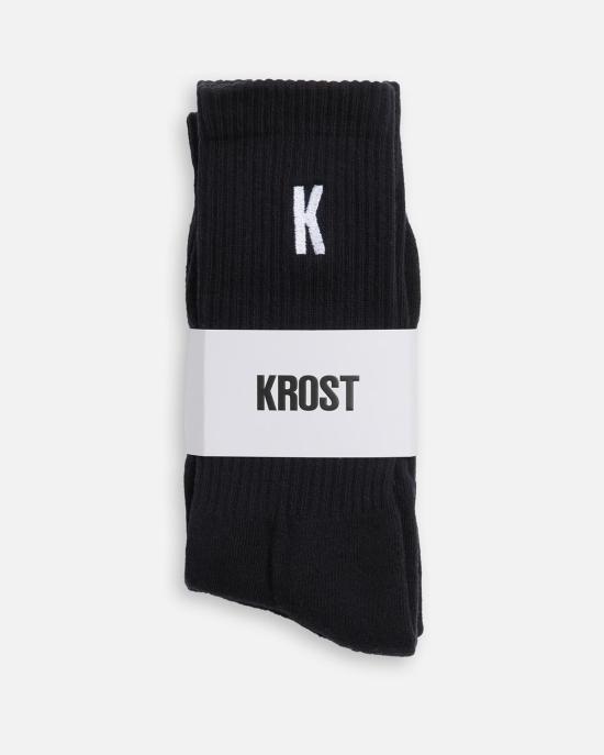  크로스트 양말 테리 립  2개입 블랙