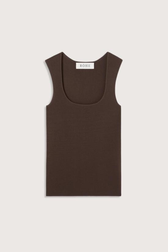  로에 민소매 티셔츠 로헤 뷔스티에 형태 니트 탑 다크 초코