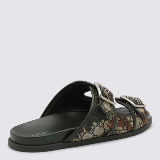  구찌 샌들 가죽  블랙 & 베이지 - GUCCI