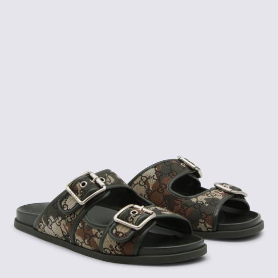  구찌 샌들 가죽  블랙 & 베이지 - GUCCI