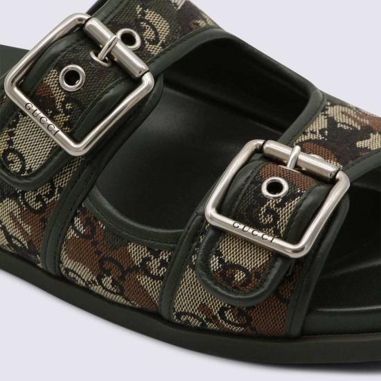  구찌 샌들 가죽  블랙 & 베이지 - GUCCI