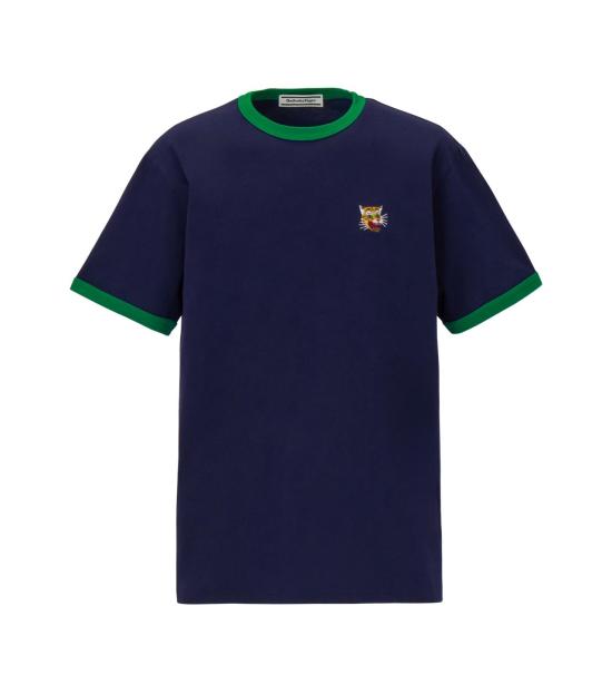  오니츠카타이거 링거 반팔 티셔츠 2183B199 401 NAVY GREEN DOM