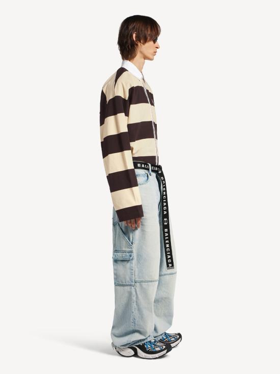 26SS 발렌시아가 폴로 티셔츠 871654 TUVL5 6110 DARK BROWN BEIGE - BALENCIAGA