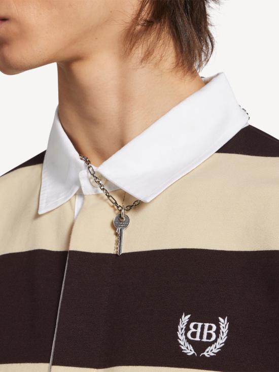 26SS 발렌시아가 폴로 티셔츠 871654 TUVL5 6110 DARK BROWN BEIGE - BALENCIAGA