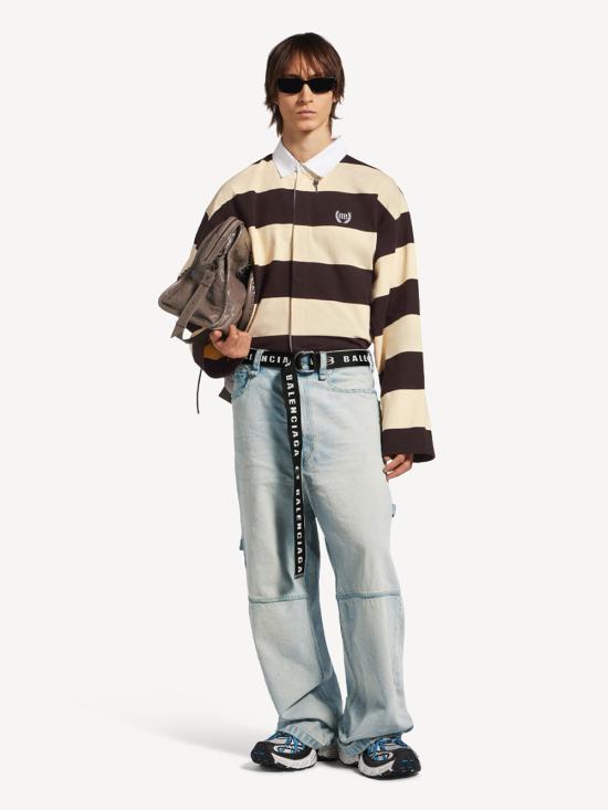 26SS 발렌시아가 폴로 티셔츠 871654 TUVL5 6110 DARK BROWN BEIGE - BALENCIAGA