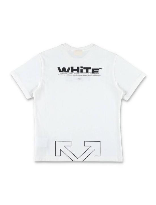  [키즈] 오프화이트 티셔츠 아동용 면 티셔츠 (로고 프린트) - OFF WHITE