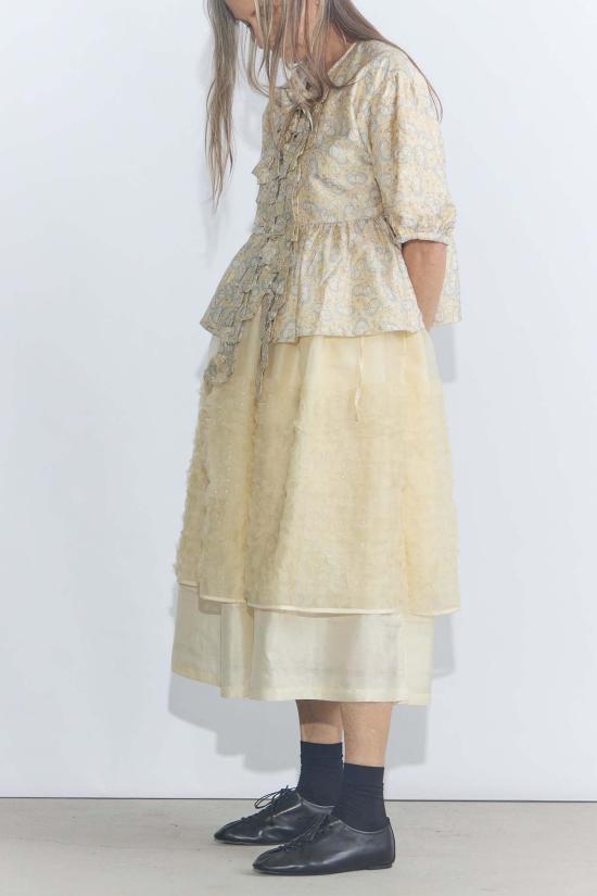  Bunon 롱 스커트 부논 자수 레이어드 스커트 - BUNON