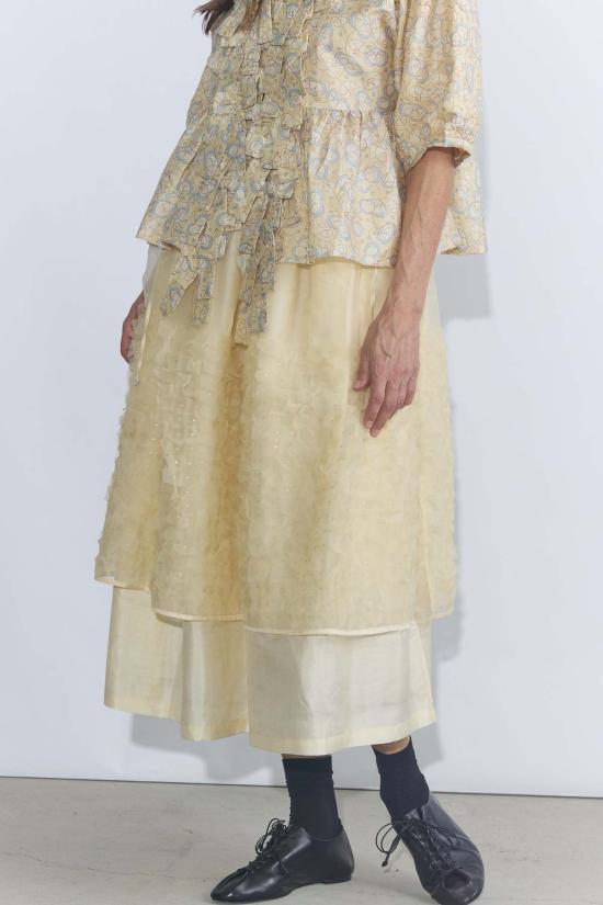  Bunon 롱 스커트 부논 자수 레이어드 스커트 - BUNON