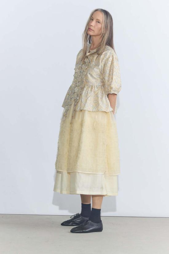  Bunon 롱 스커트 부논 자수 레이어드 스커트 - BUNON