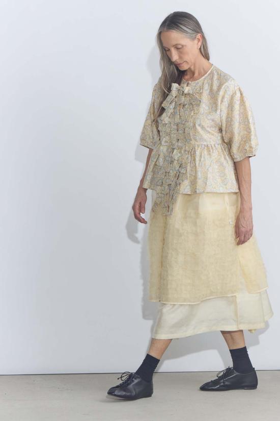  Bunon 롱 스커트 부논 자수 레이어드 스커트 - BUNON