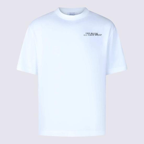  오프화이트 반팔 티셔츠 코튼 크로스 티셔츠 화이트