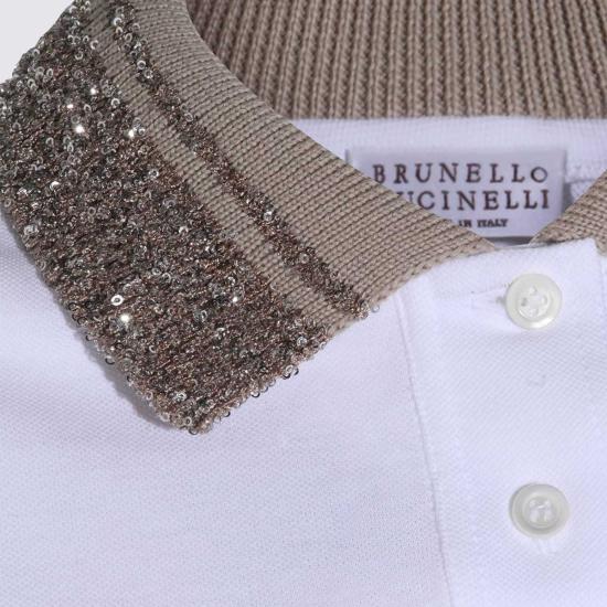  브루넬로 쿠치넬리 반팔 티셔츠 Brunello Cucinelli 코튼 폴로 셔츠 화이트 - BRUNELLO CUCINELLI