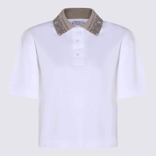  브루넬로 쿠치넬리 반팔 티셔츠 Brunello Cucinelli 코튼 폴로 셔츠 화이트