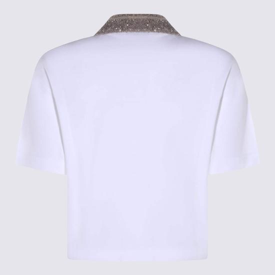  브루넬로 쿠치넬리 반팔 티셔츠 Brunello Cucinelli 코튼 폴로 셔츠 화이트 - BRUNELLO CUCINELLI