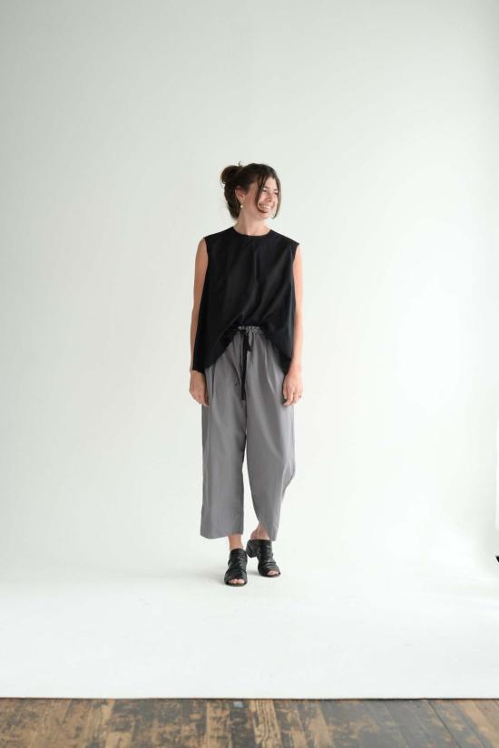  SCHA 블라우스 샤 슬리브리스 오르간자 탑