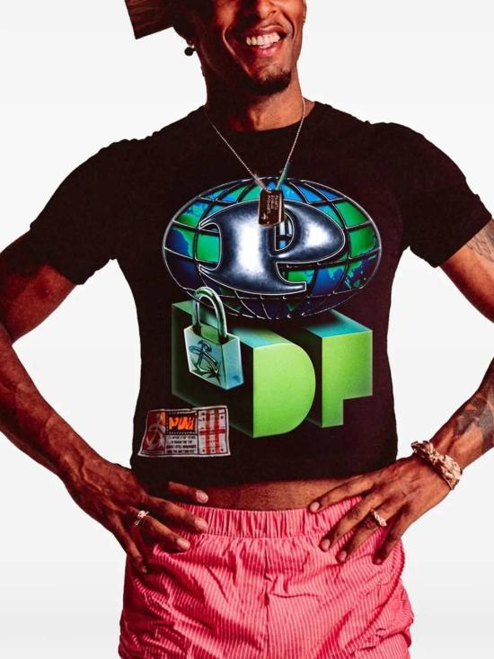 26SS 피디에프 반팔 티셔츠 DFM54033TJ112WORLD BLACK BLACK - PDF