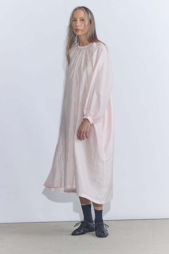  부논 롱 원피스 리본 개더 드레스 - BUNON