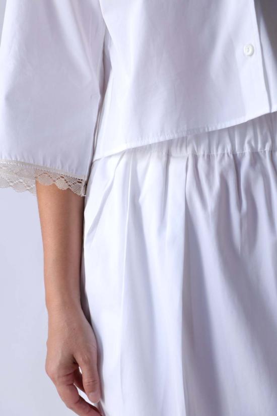  마리아 맥마누스 셔츠 크롭 레이스 반팔 셔츠 - MARIA MCMANUS