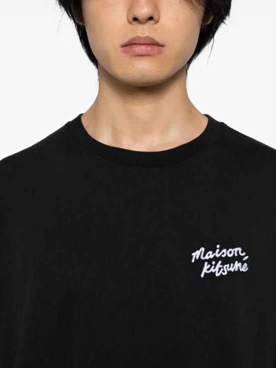 26SS 메종키츠네 핸드라이팅 컴포트 티셔츠 MM00126KJ7025 0197 BLACK WHITE - MAISON KITSUNE