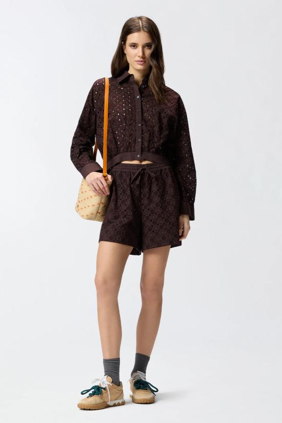 26SS 핑코 숏팬츠 106223A35PM28 Brown - PINKO