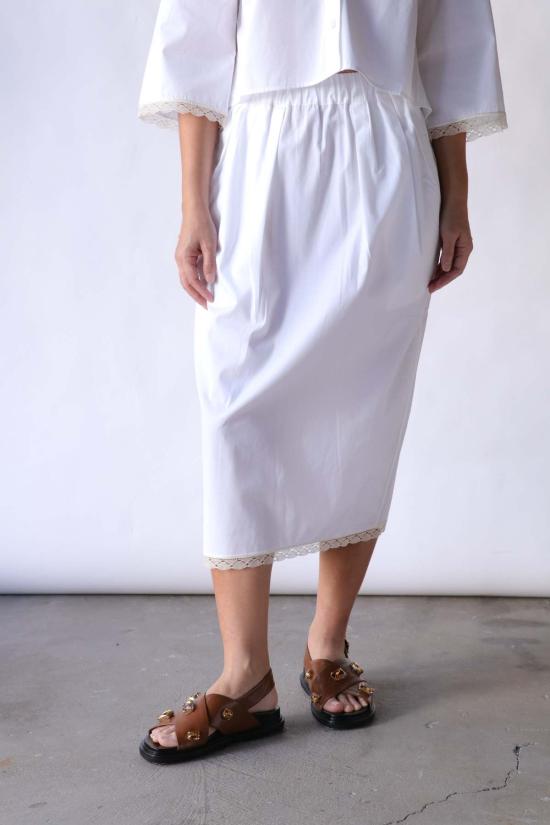  마리아 맥마누스 미디 스커트 레이스 튤립 스커트