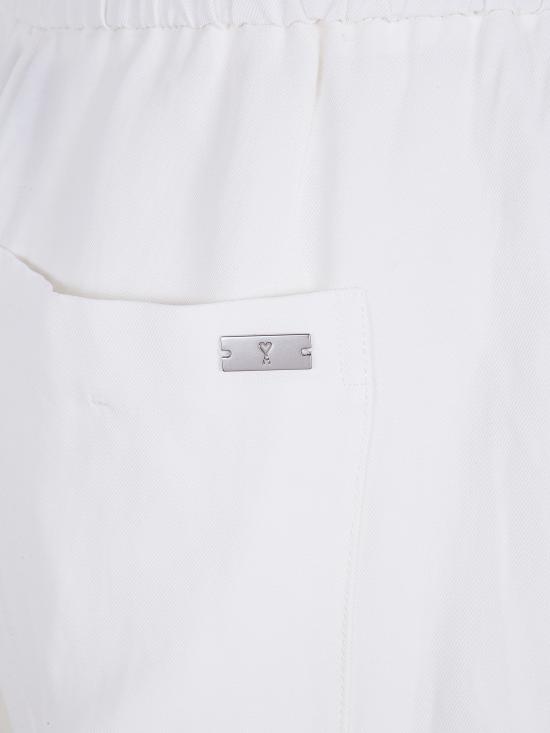 26SS 아미 블렌디드 리넨 엘라스티케이티드 웨이스트 트라우저 FTR868 VI0052 136 WHITEW CREAM - AMI