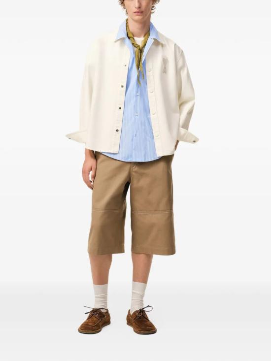 26SS 아미 톤온톤 로고 코튼 니트 오버셔츠 UJK897 DE0126 136 WHITE CREAM - AMI