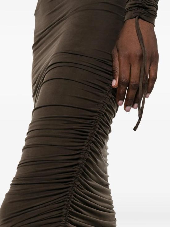 26SS 발망 미디 원피스 GF0R9424JJ77 8DV WARM BROWN - BALMAIN