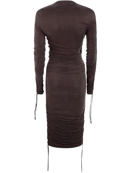 26SS 발망 미디 원피스 GF0R9424JJ77 8DV WARM BROWN - BALMAIN