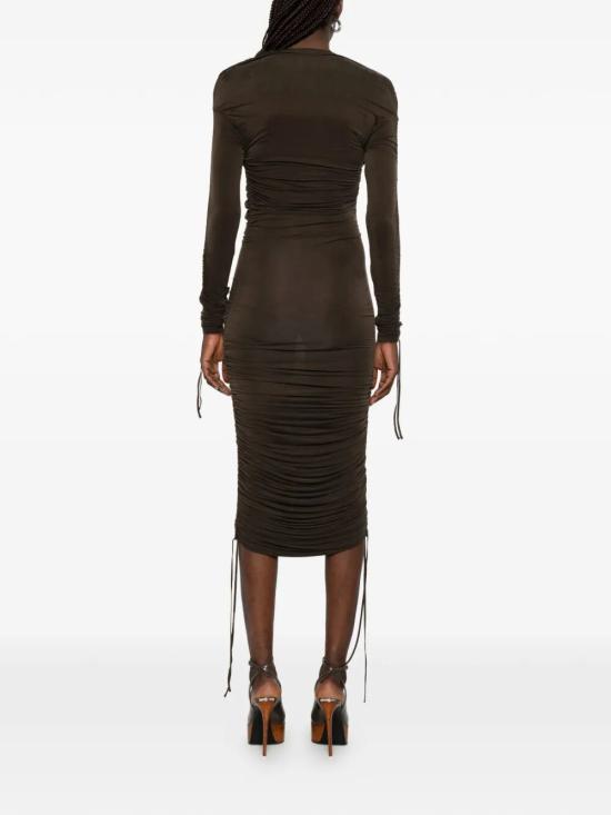 26SS 발망 미디 원피스 GF0R9424JJ77 8DV WARM BROWN - BALMAIN