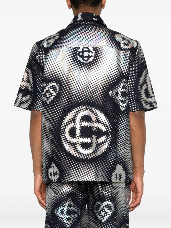 26SS 카사블랑카 반팔 셔츠 MSS26SH24401 INDIGO MONOGRAM - CASABLANCA