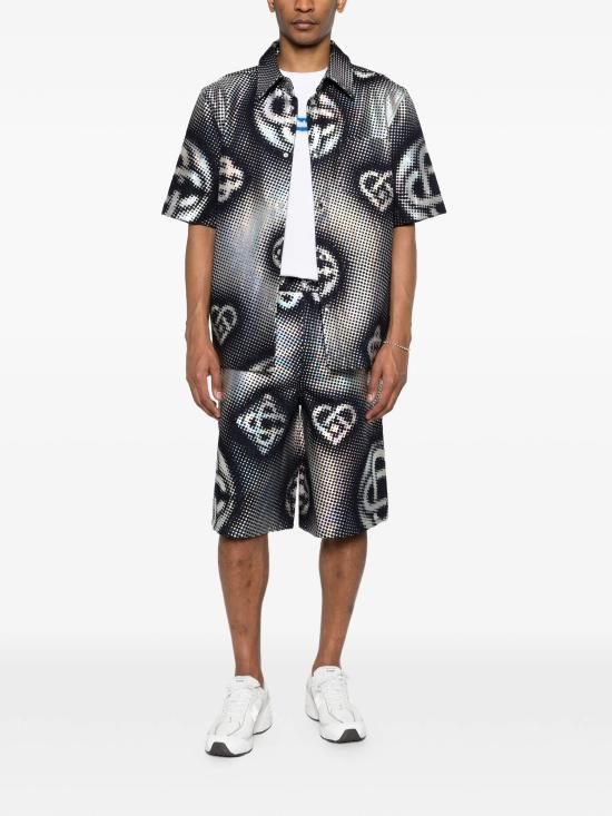 26SS 카사블랑카 반팔 셔츠 MSS26SH24401 INDIGO MONOGRAM - CASABLANCA