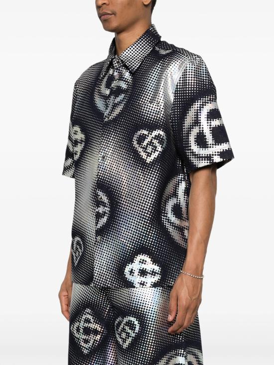 26SS 카사블랑카 반팔 셔츠 MSS26SH24401 INDIGO MONOGRAM - CASABLANCA