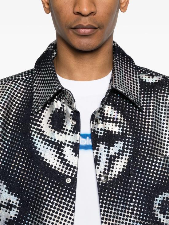 26SS 카사블랑카 반팔 셔츠 MSS26SH24401 INDIGO MONOGRAM - CASABLANCA