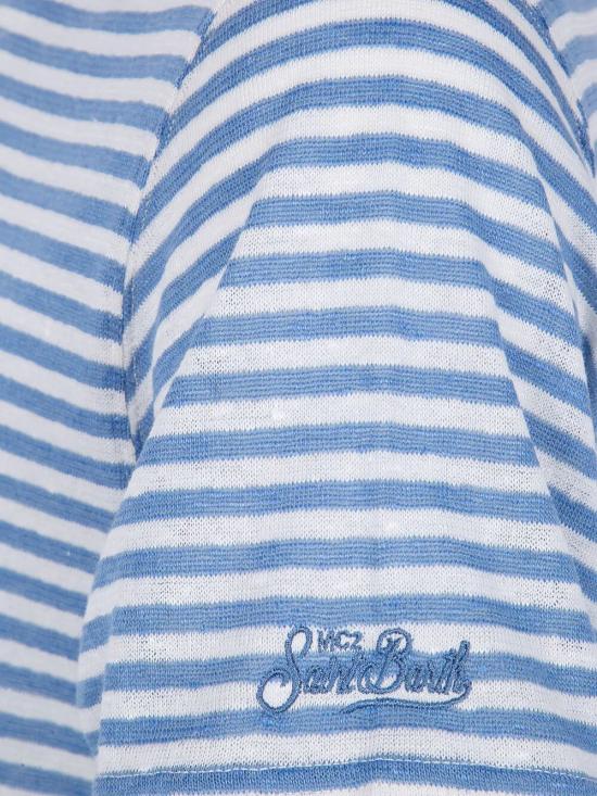 26SS 세인트바쓰 반팔 티셔츠 DVERTRIPES 3301 LIGHT BLUE - MC2 SAINT BARTH