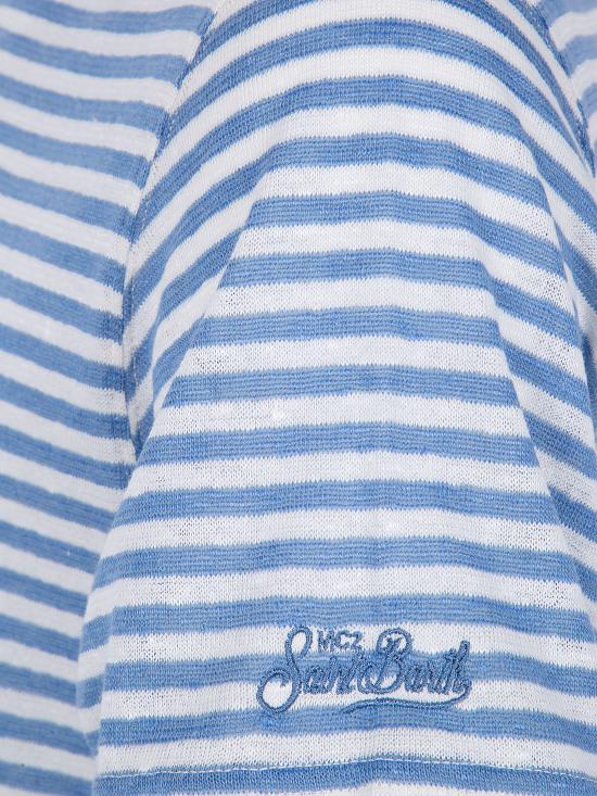 26SS 세인트바쓰 반팔 티셔츠 DVERTRIPES 3301 LIGHT BLUE - MC2 SAINT BARTH