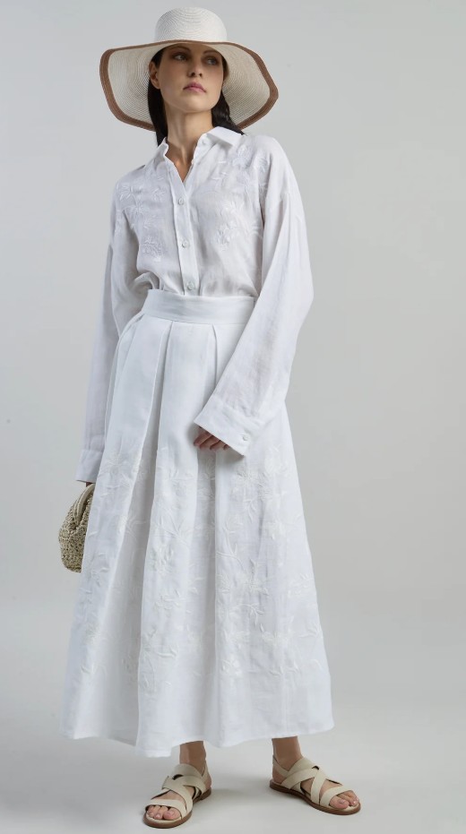 26SS 일레븐티 롱 스커트 M80GONL03 TES0M18701 White - ELEVENTY